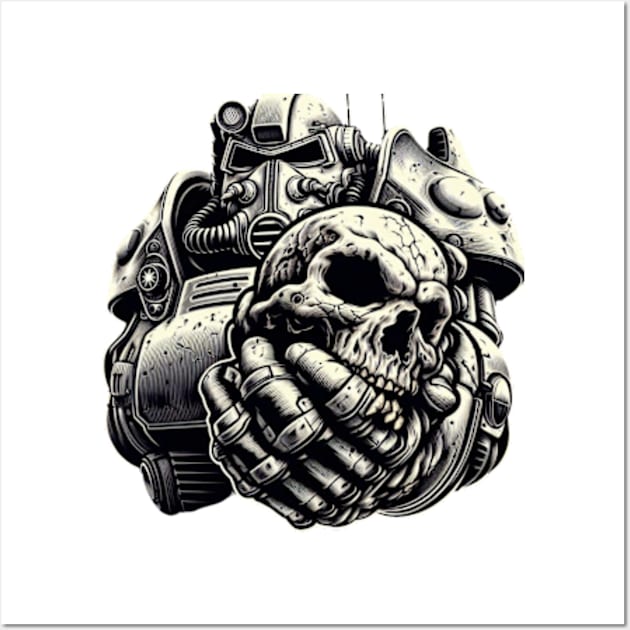 Brotherhood of steel crushing skull Wall Art by Cute&Brave